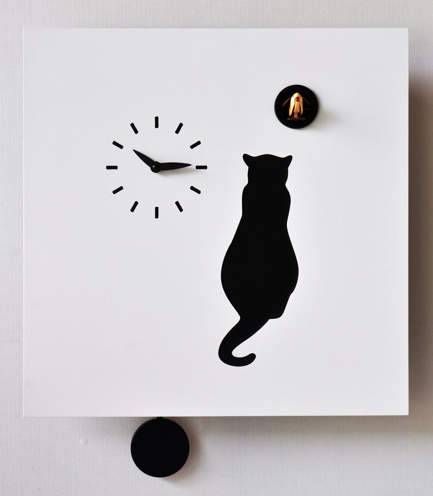 Moderne koekoeksklok Pirondini Cat 39cm Wit - Koekoeksklokonline.nl