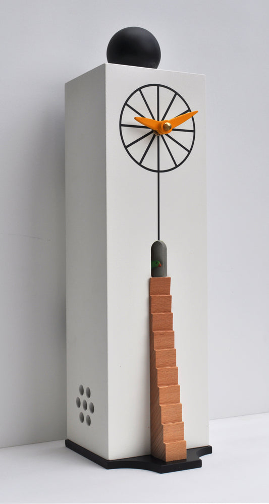 Moderne koekoeksklok Pirondini QQ Ziggurat 38cm Wit