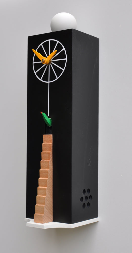 Moderne koekoeksklok Pirondini QQ Ziggurat 38cm Zwart