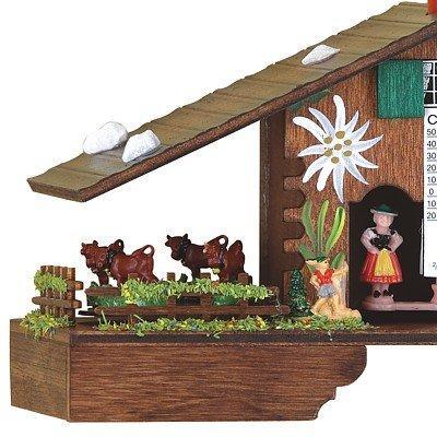 Houten weerhuisje 12cm met Bewegende Koeien-Koekoeksklokonline.nl