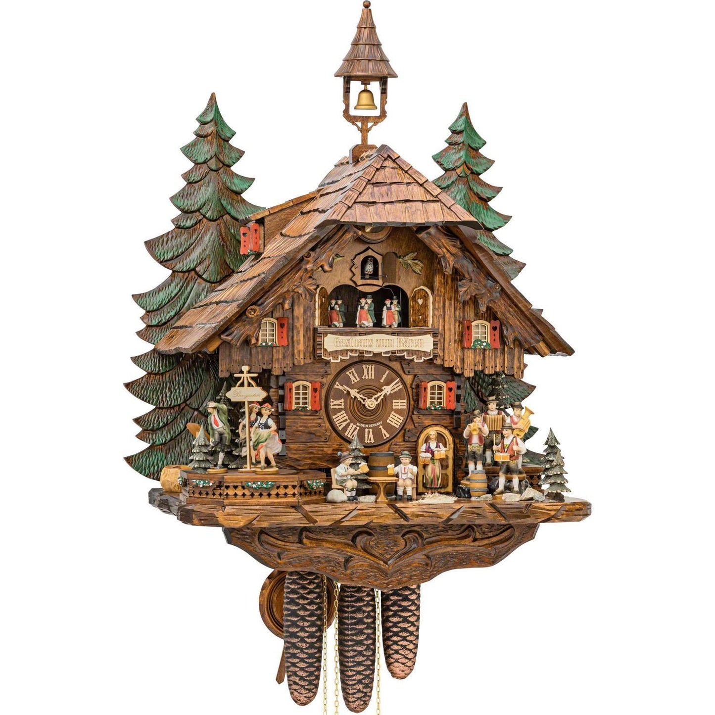 Koekoeksklok met band, toren & muziek 8-daags uurwerk Hekas 63cm-Chalet Style-Koekoeksklok Online