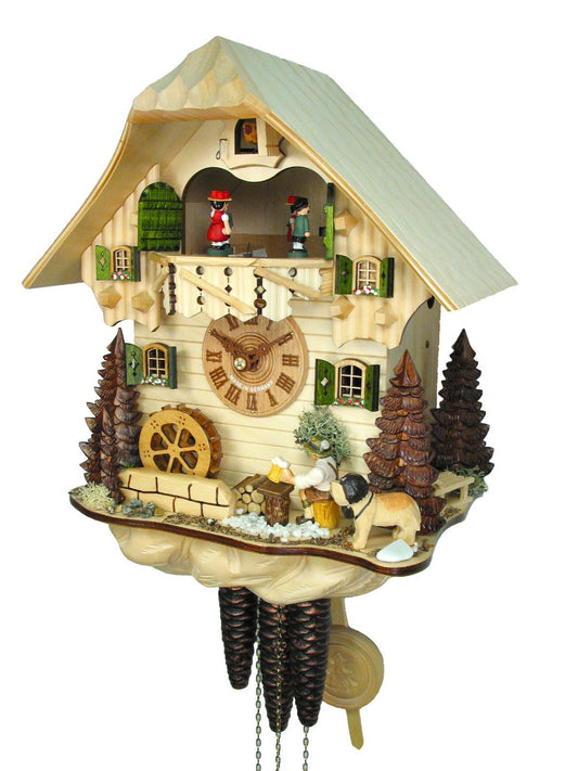 Koekoeksklok met bierdrinker & muziek 1-daags August Schwer 32cm-Koekoeksklokonline.nl