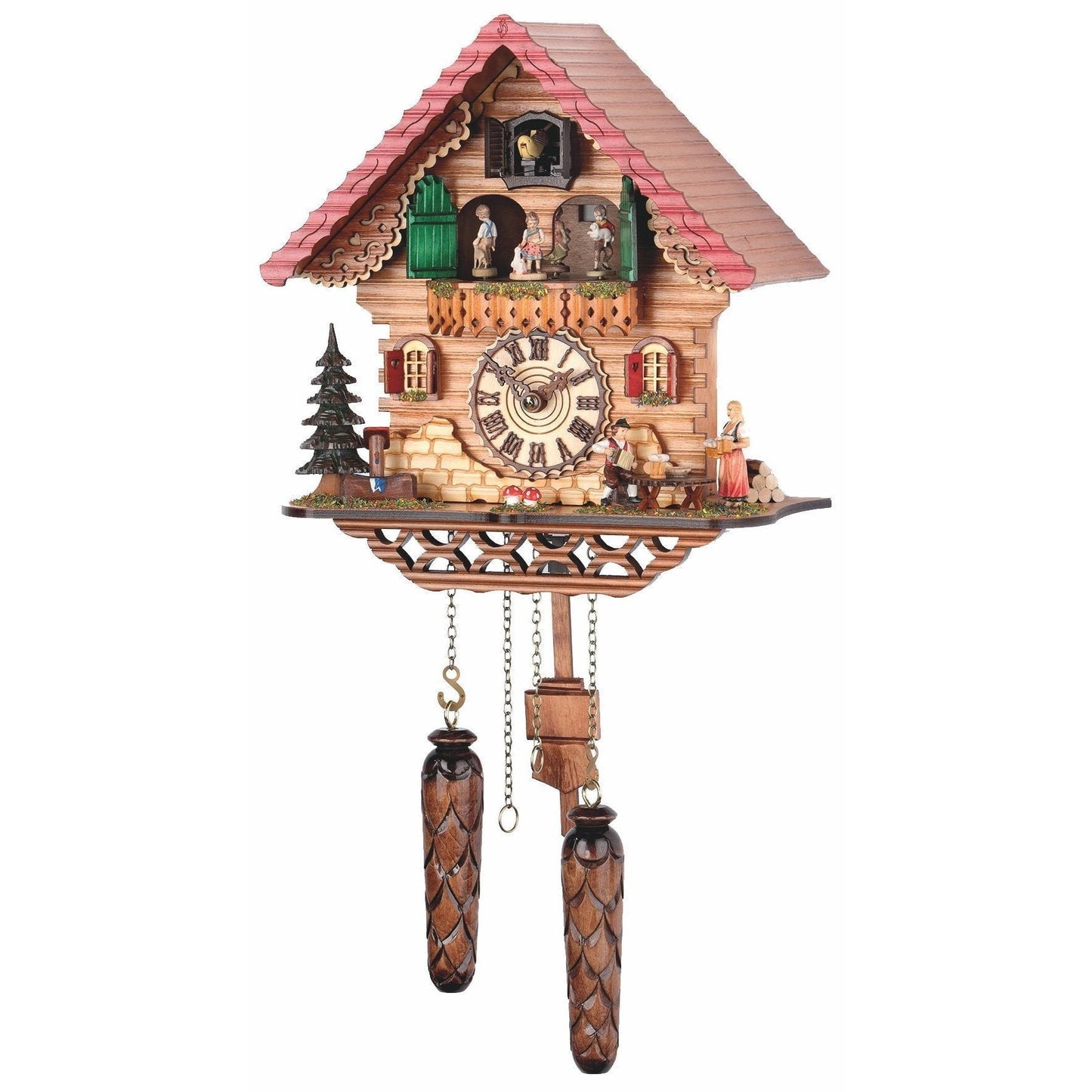 Koekoeksklok met dansers & muziek Quartz uurwerk Trenkle Uhren 29cm-Chalet Style-Koekoeksklok Online