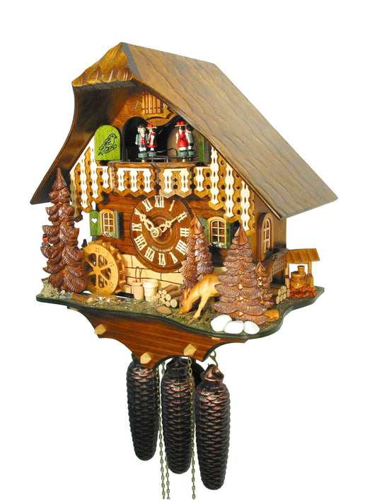 Koekoeksklok met hert, waterrad & muziek 8-daags August Schwer 35cm-Koekoeksklokonline.nl