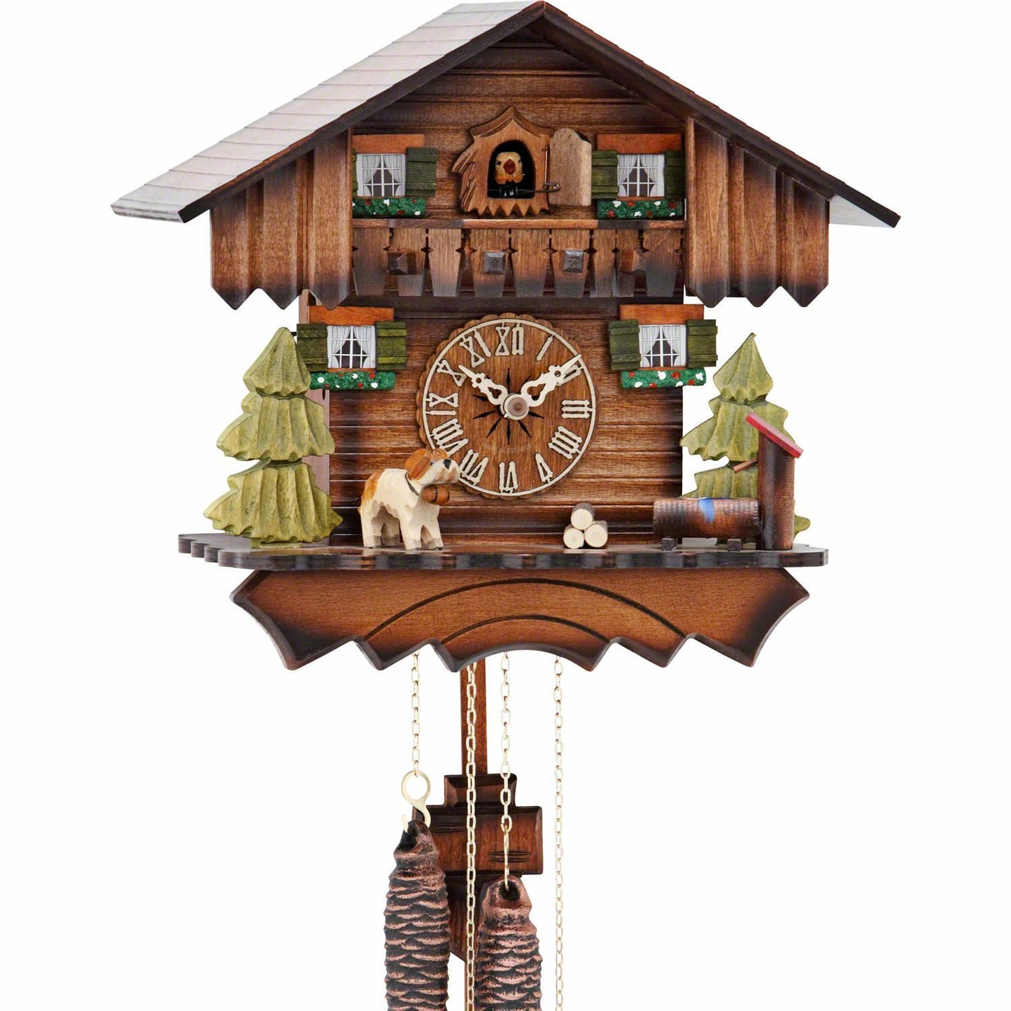 Koekoeksklok met hond 1-daags uurwerk Hekas 24cm-Chalet Style-Koekoeksklok Online