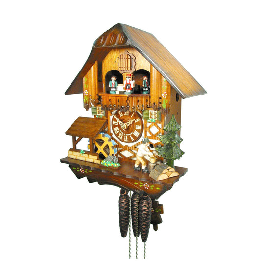Koekoeksklok met houthakker, muziek & dansers 1-daags August Schwer 30cm-Koekoeksklokonline.nl