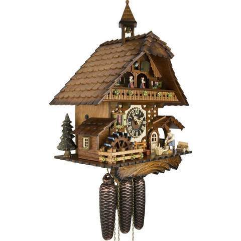 Koekoeksklok met Houthakker en muziek 8-daags Hönes 47cm-Koekoeksklokonline.nl