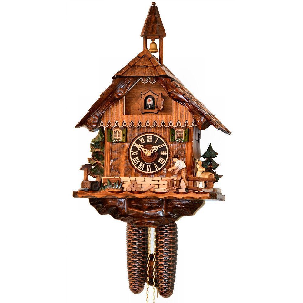 Koekoeksklok met houthakker & toren 8-daags Hönes 45cm-Koekoeksklokonline.nl