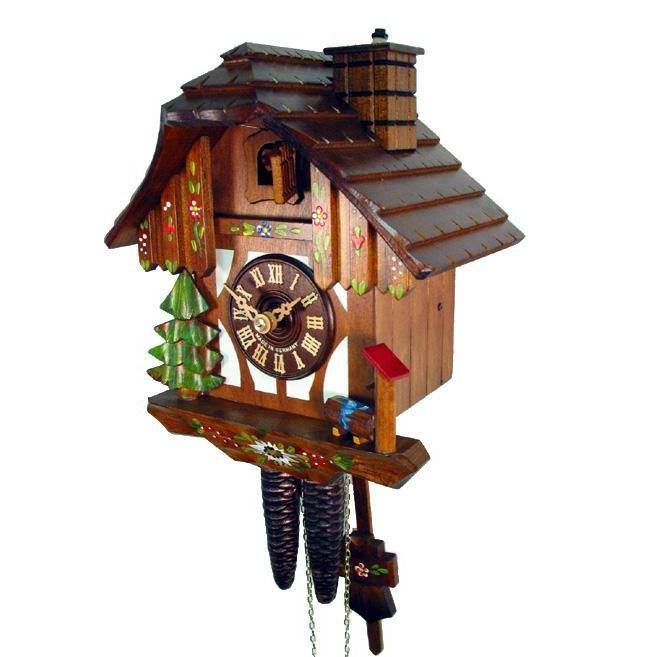 Koekoeksklok met Schoorsteen 1-daags August Schwer 24cm-Koekoeksklokonline.nl