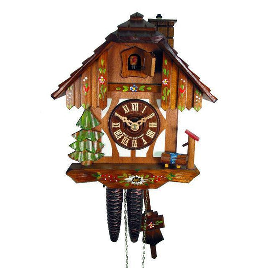 Koekoeksklok met Schoorsteen 1-daags August Schwer 24cm-Koekoeksklokonline.nl