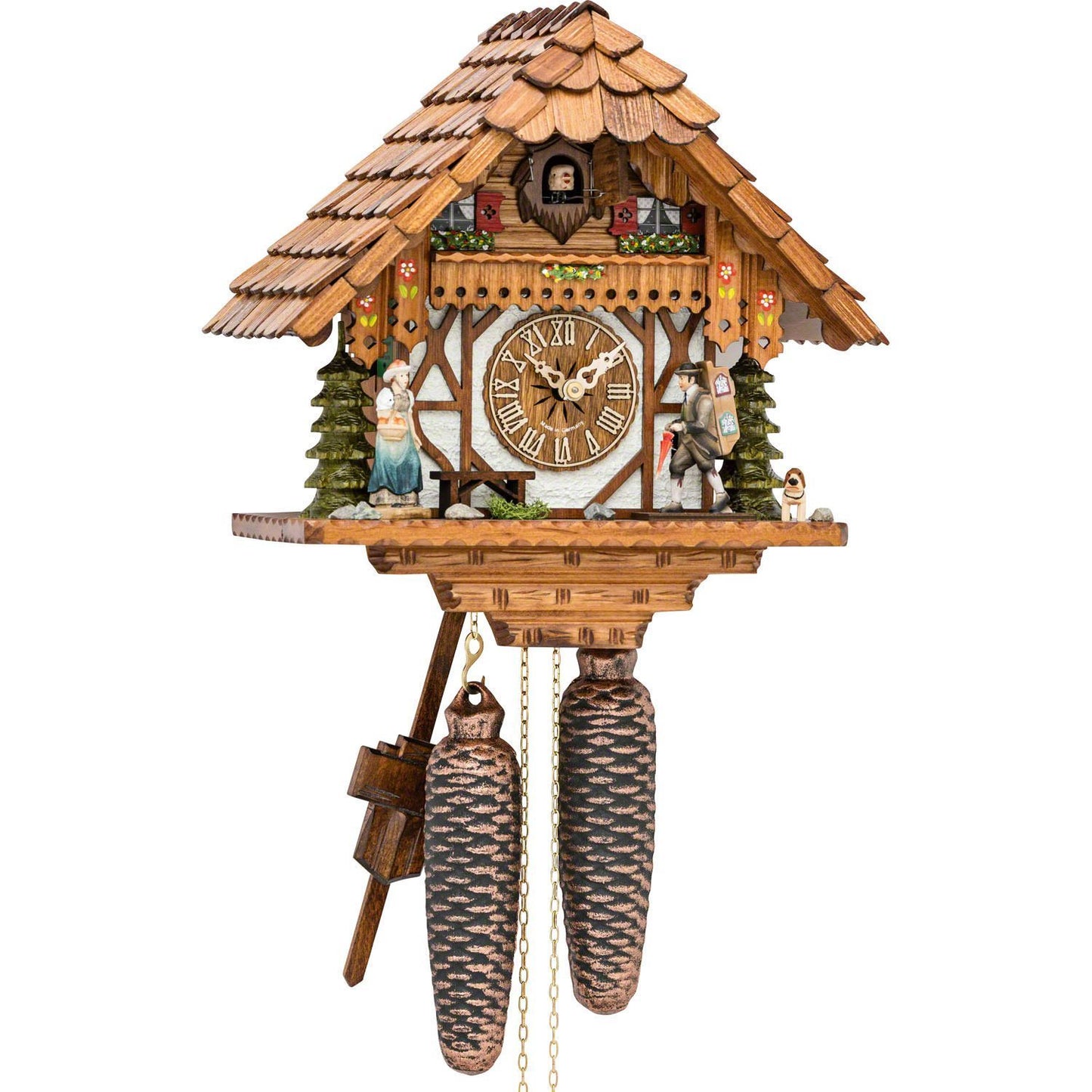 Koekoeksklok met wandelaar 8-daags uurwerk Hekas 28cm-Chalet Style-Koekoeksklok Online