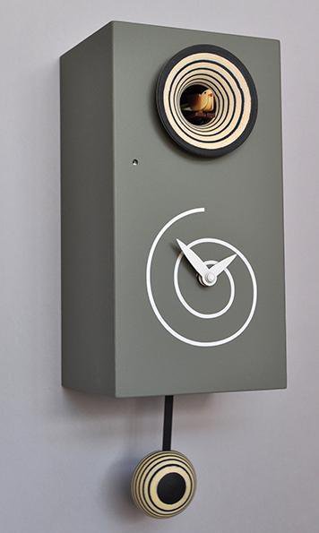 Moderne koekoeksklok Pirondini Spirale 25cm Grijs - Koekoeksklokonline.nl
