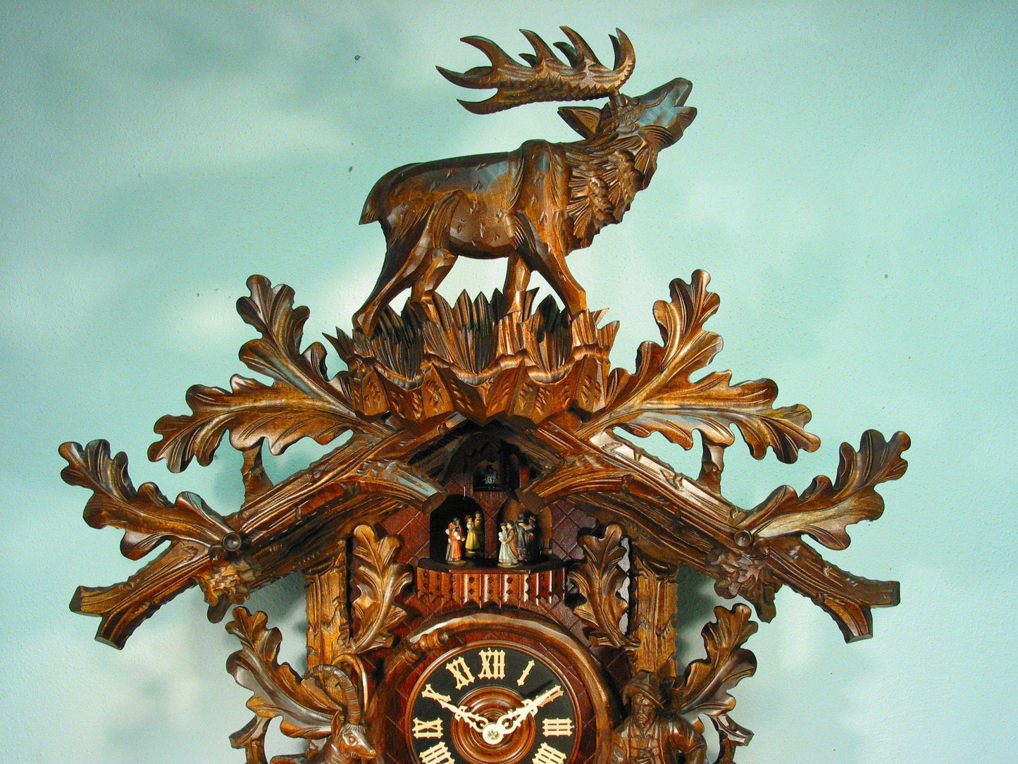 Premium Koekoeksklok met Eland & muziek 8-daags August Schwer 90cm-Koekoeksklokonline.nl