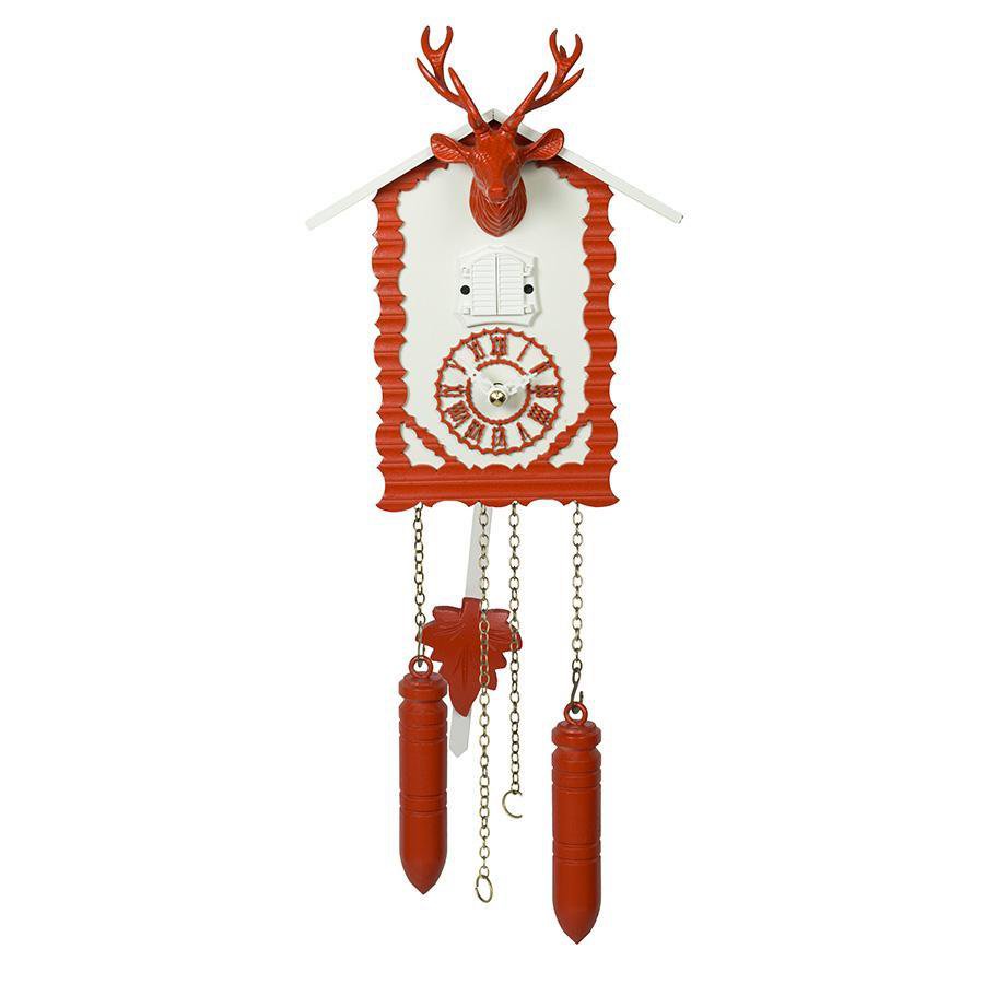 Rode Koekoeksklok met hert Quartz uurwerk Trenkle Uhren 20cm-Carved Style-Koekoeksklok Online