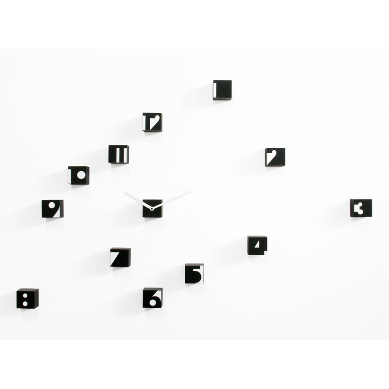 Moderne design klok Progetti Rnd Time Optisch 6cm Zwart