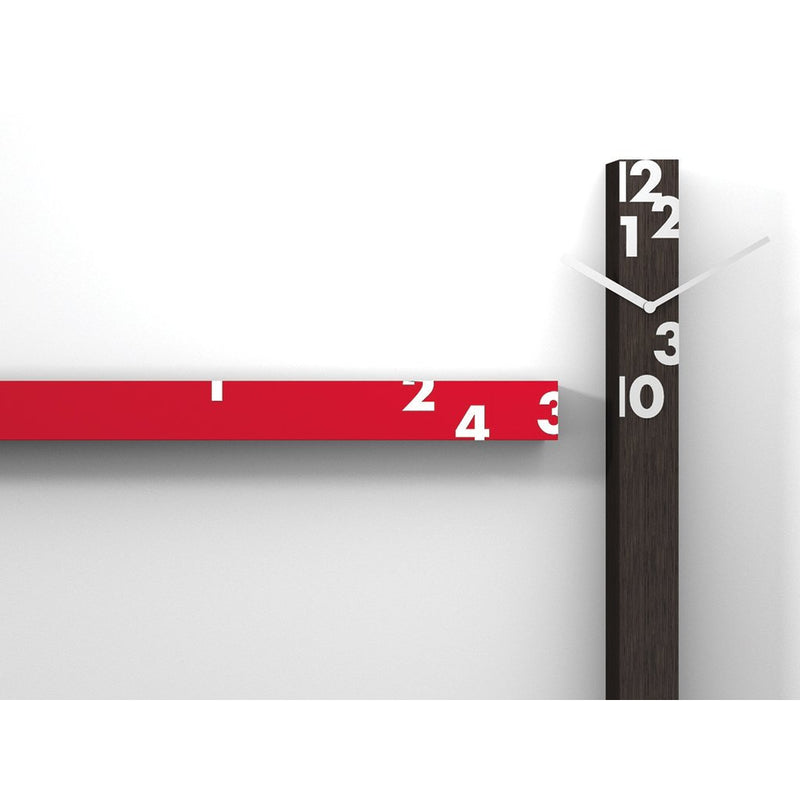 Moderne design klok Progetti Il Tempo Stringe horizontaal 6cm Rood