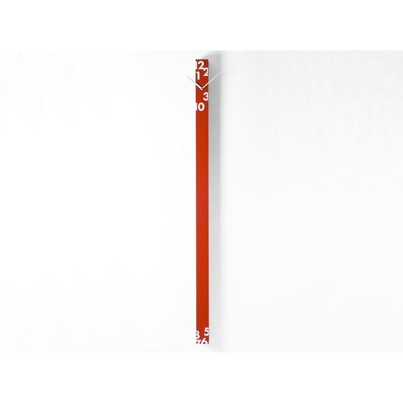 Moderne design klok Progetti Il Tempo Stringe verticaal 150cm Rood