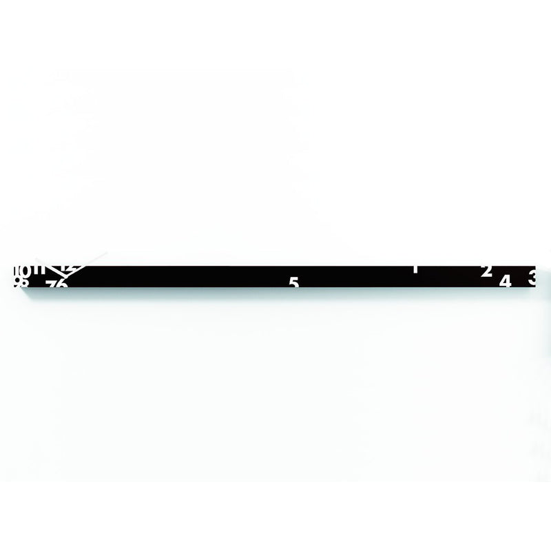 Moderne design klok Progetti Il Tempo Stringe horizontaal 6cm Zwart