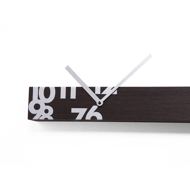 Moderne design klok Progetti Il Tempo Stringe horizontaal 6cm Donker Wengé