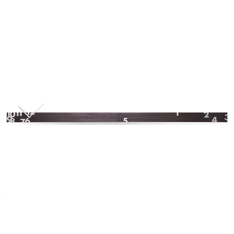 Moderne design klok Progetti Il Tempo Stringe horizontaal 6cm Donker Wengé