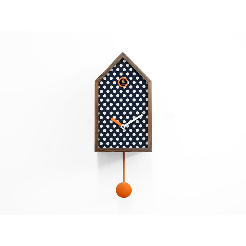 Moderne koekoeksklok Progetti Mr. Orange 45cm Blauw met witte stippen
