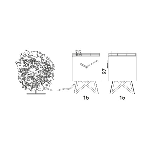 Moderne koekoeksklok Progetti Birdwatching 25cm Zwart