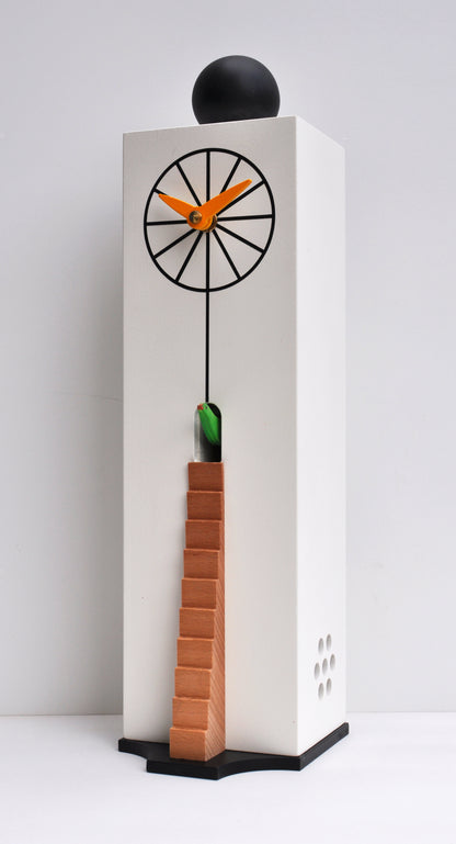 Moderne koekoeksklok Pirondini QQ Ziggurat 38cm Wit