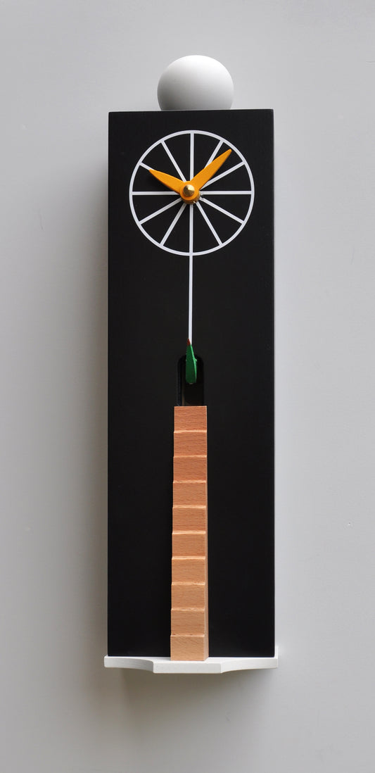 Moderne koekoeksklok Pirondini QQ Ziggurat 38cm Zwart