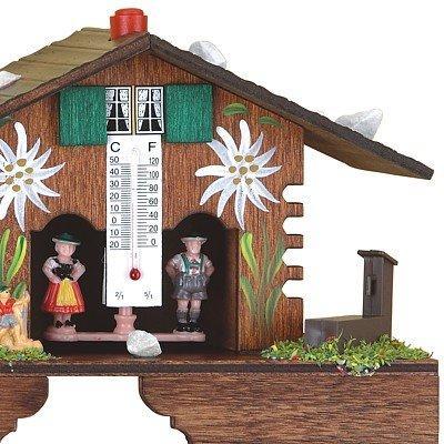 Houten weerhuisje 12cm met Bewegende Koeien-Koekoeksklokonline.nl