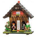 Houten weerhuisje 14cm met Tuinkabouters-Koekoeksklokonline.nl