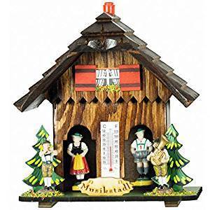Houten weerhuisje 14cm Muzikstad-Koekoeksklokonline.nl