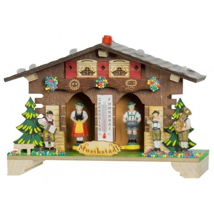 Houten weerhuisje 14cm Muzikstad-Koekoeksklokonline.nl