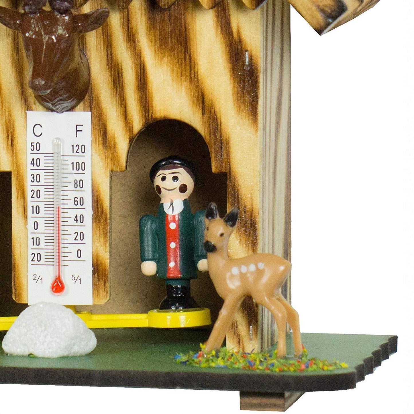 Houten weerhuisje 15cm met hertenkop-Koekoeksklokonline.nl