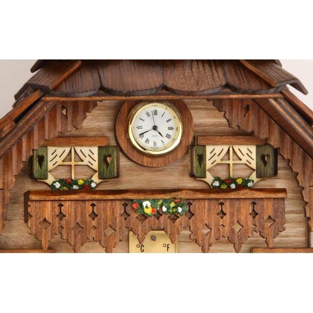 Houten weerhuisje 20cm met klok-Koekoeksklokonline.nl