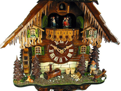 Koekoeksklok Boerderij met muziek 8-daags August Schwer 50cm-Koekoeksklokonline.nl