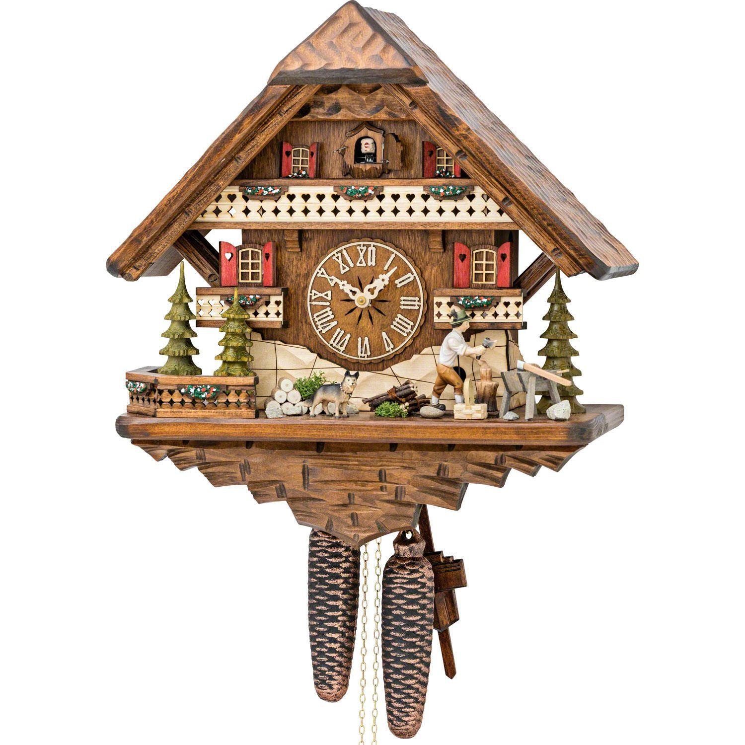 Koekoeksklok met houthakker & hond 8-daags uurwerk Hekas 42cm-Chalet Style-Koekoeksklok Online