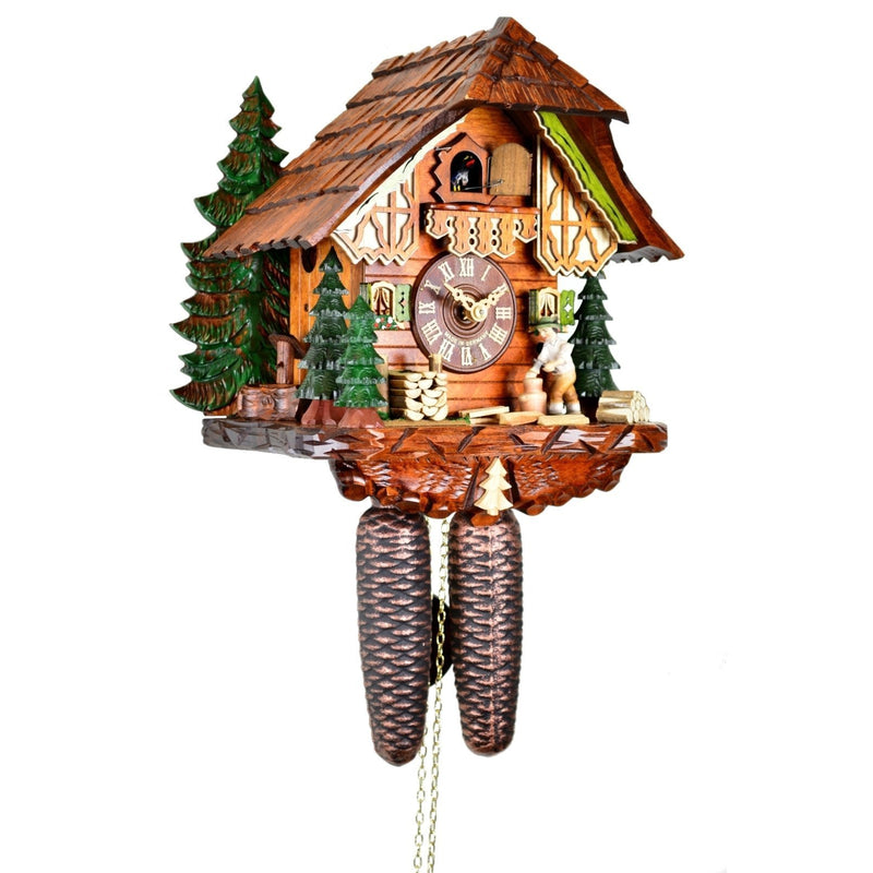 Koekoeksklok met kerstbomen & houthakker 8-daags August Schwer 30cm-Koekoeksklokonline.nl