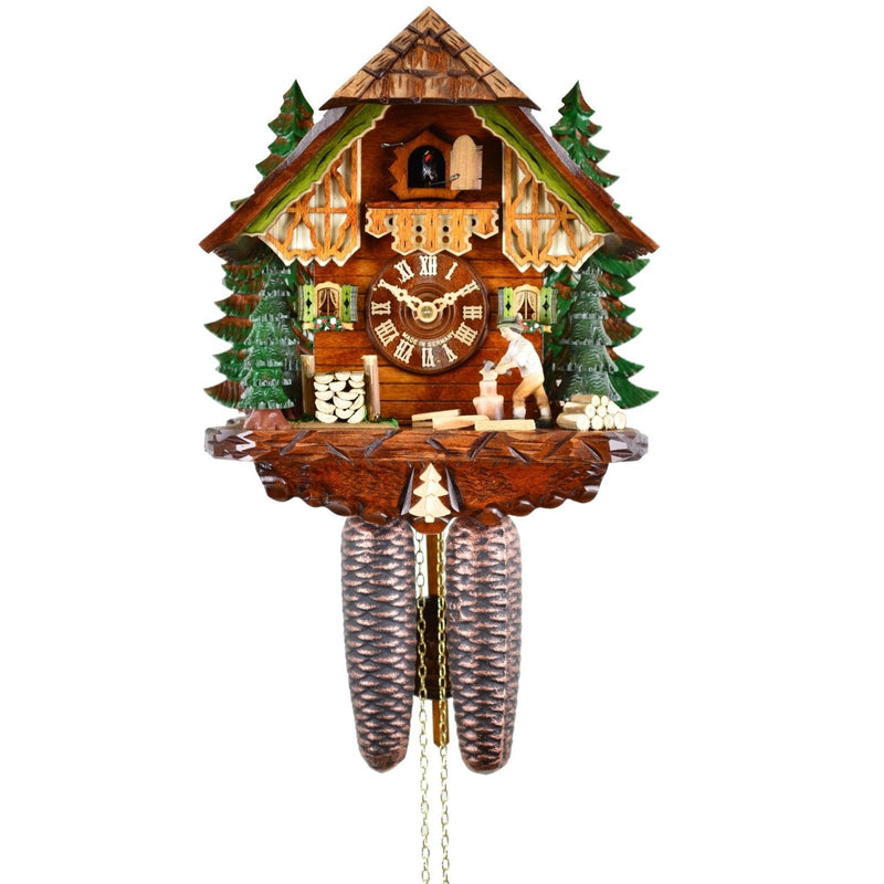 Koekoeksklok met kerstbomen & houthakker 8-daags August Schwer 30cm-Koekoeksklokonline.nl