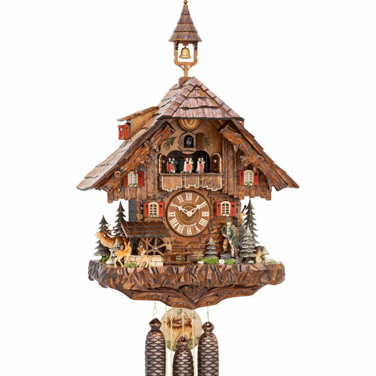 Koekoeksklok met jager, toren & muziek 8-daags uurwerk Hekas 68cm-Chalet Style-Koekoeksklok Online