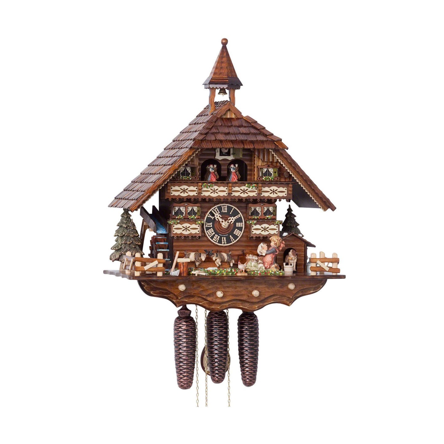 Koekoeksklok met meisje & puppies 8-daags Hönes 52cm-Koekoeksklokonline.nl