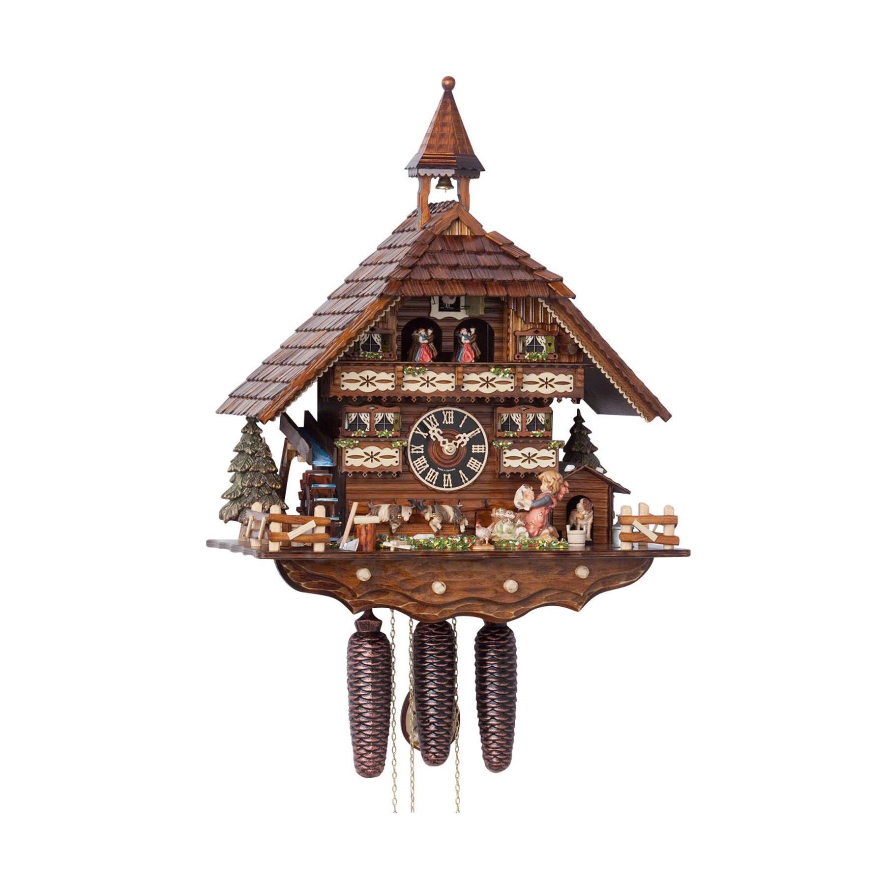 Koekoeksklok met meisje & puppies 8-daags Hönes 52cm-Koekoeksklokonline.nl