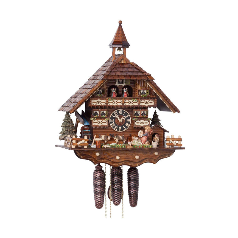 Koekoeksklok met meisje & puppies 8-daags Hönes 52cm-Koekoeksklokonline.nl