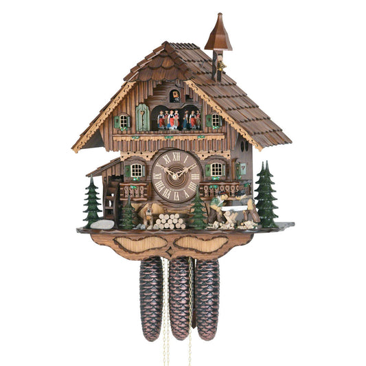 Koekoeksklok met muziek & houtzagers 8-daags uurwerk Hekas 46cm-Chalet Style-Koekoeksklok Online