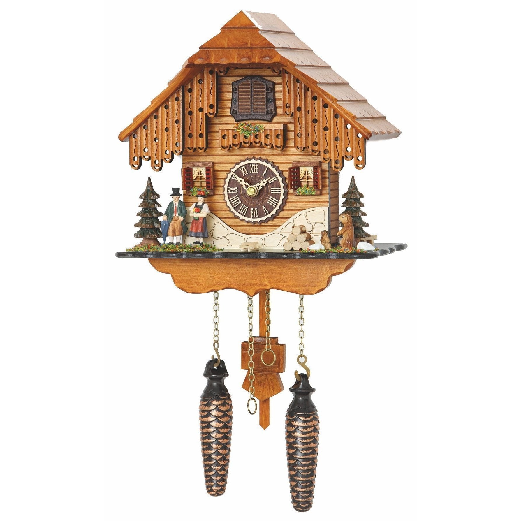 Koekoeksklok met stelletje & muziek Quartz uurwerk Trenkle Uhren 25cm-Chalet Style-Koekoeksklok Online