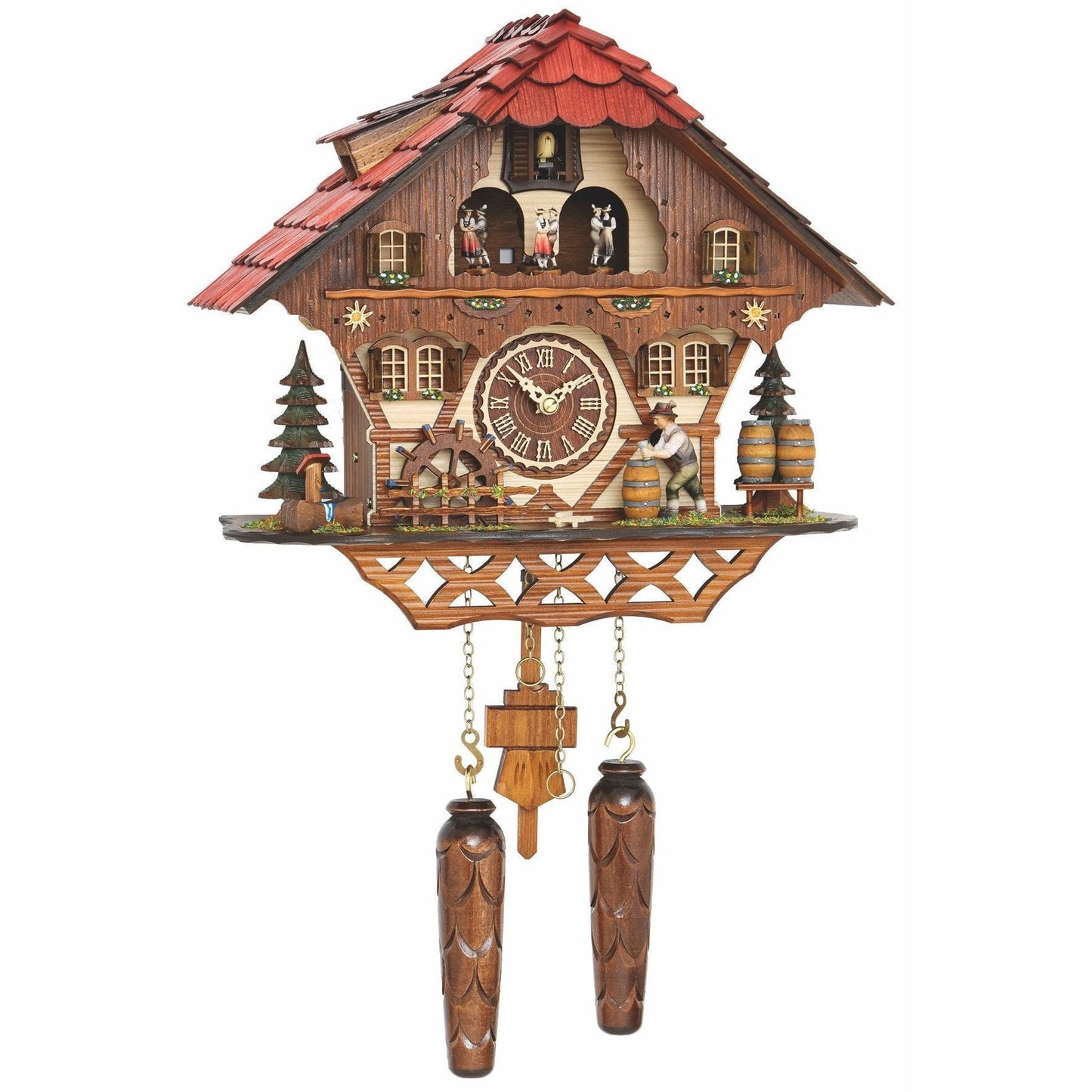 Koekoeksklok met watermolen & muziek Quartz uurwerk Trenkle Uhren 31cm-Chalet Style-Koekoeksklok Online