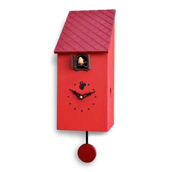 Moderne koekoeksklok Pirondini Portofino 30cm Rood - Koekoeksklokonline.nl