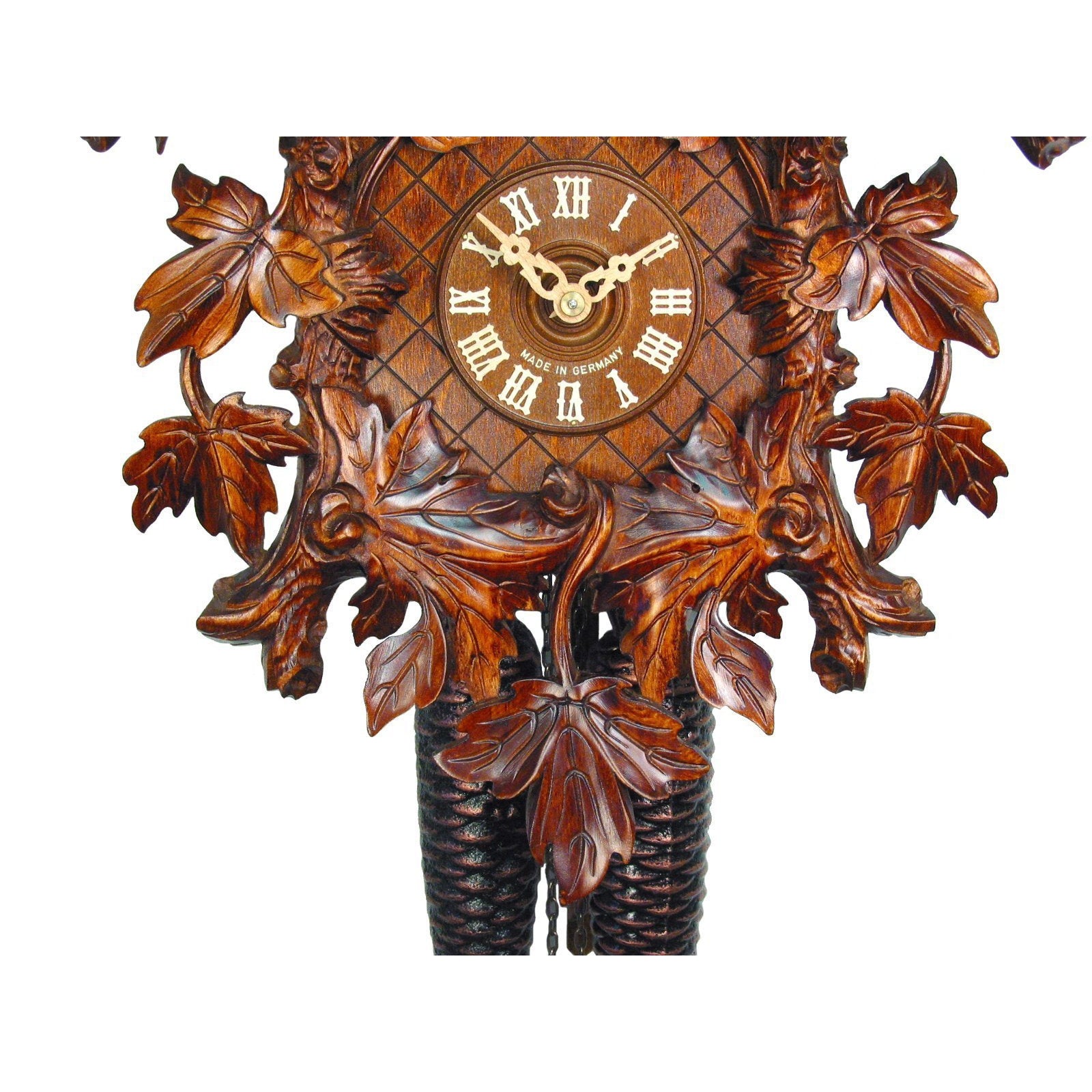 Premium koekoeksklok met luxe snijwerk 8-daags August Schwer 42cm-Koekoeksklokonline.nl