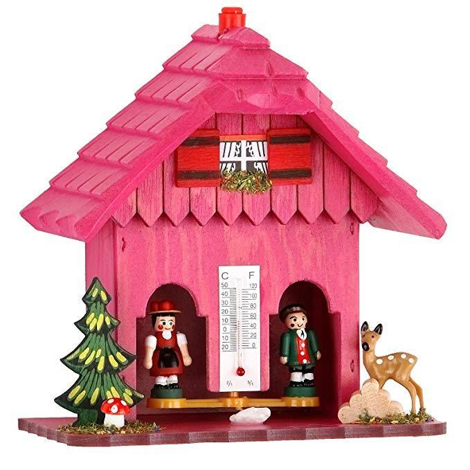 Roze weerhuisje 15cm-Koekoeksklokonline.nl